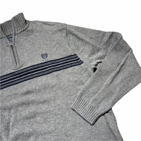 Chaps Men’s Gray Quarter Zip Long Sleeve Pullover - Picture 3 of 9